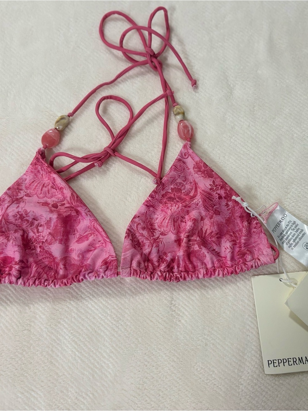Peppermayo Hot Pink Floral Triangle Bikini Top